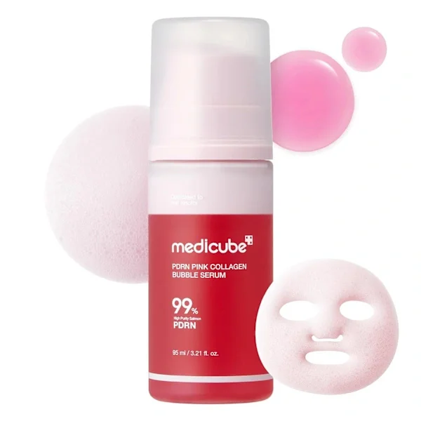 Medicube PDRN Pink Collagen Bubble Serum – Absorbs Easily