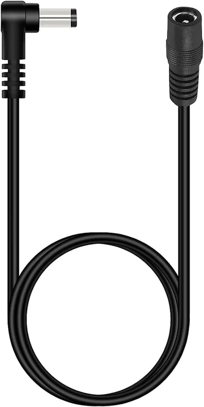 Tonton DC 12V Forlengelseskabel 5M | 5,5 x 2,1 mm Strømforsyningsadapter DC Forlengelseskabel, 90 Graders Rettvinklet Strømkontaktkabel Svart-Glad