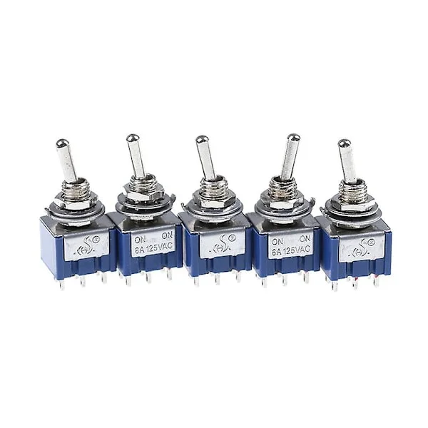 5 stk. 6p vippebryter 6a 125vac 6 pin dpdt på-på mini vippebryter ny shytmv [DB]