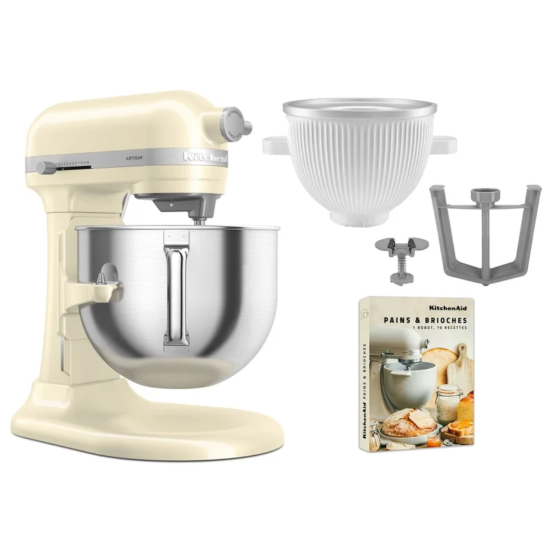 Kitchenaid Artisan 5KSM70SHXE køkkenmaskine 6,6 liter + 5KSMICM Ice Cream Maker, almond cream | KitchenOne
