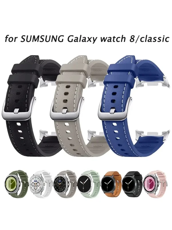 AliExpress - Offizielles Hybrid-Lederarmband für Samsung Galaxy Watch 8, 40/44 mm, Signature Stitch Correa Galaxy Watch 8 Sassic 46 mm Band
