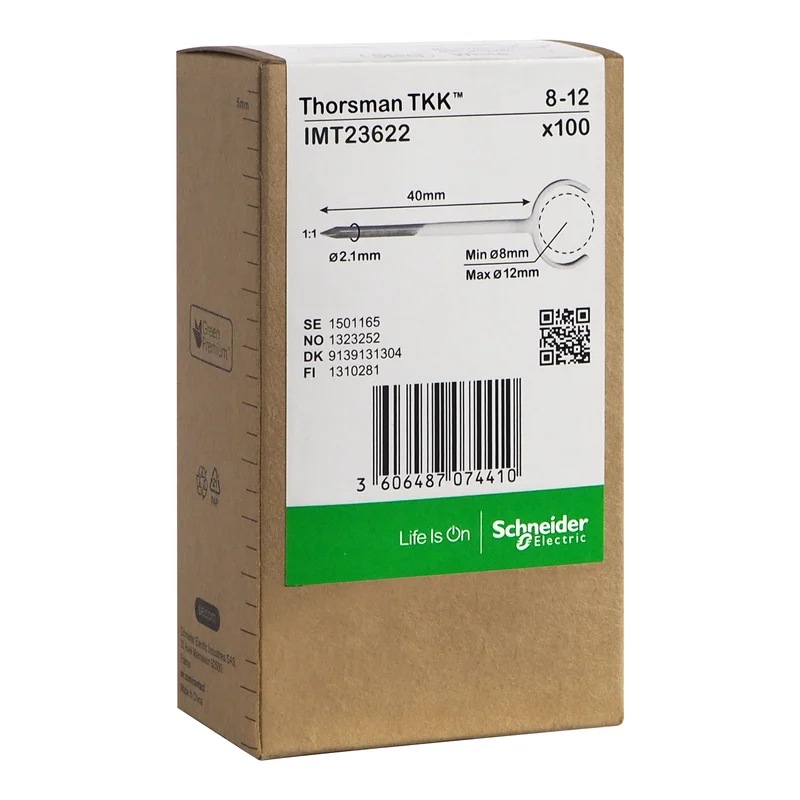 Schneider Electric IMT23622 Klammer spik, 100-pack, rund kabel 8-12, 2,1x40 mm, Installationsmaterial