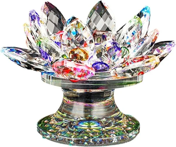 Krystall Lotus Lysestake, Glass Lysestake Lotus Lysestake, Hjemmeinnredning (Fargerik)