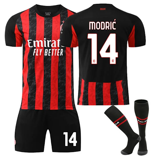 AC Milan MODRIĆ #14 2025/2026 Hemmatröja Kortärmad Barn Fotbollströja/Shorts/Strumpor Set Ungdom Barn Storlekar