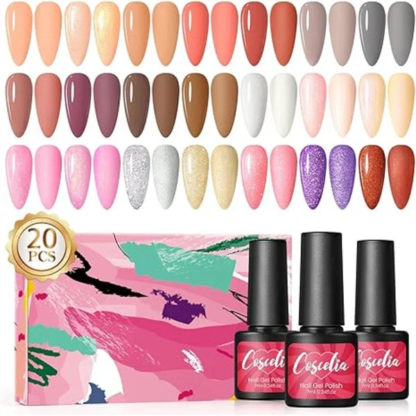 UV Nagellackset 20 Färger Gel Nagellack Soak-Off Gel Nagellack Naken UV Gel Nagellack Present