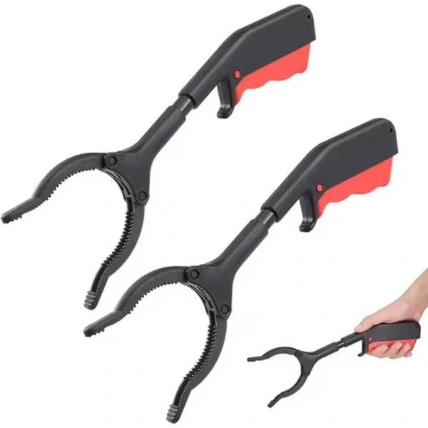 2-pack skräpplockare, ABS ergonomiskt precisionsgreppverktyg för vuxna, seniorer, barn, 30 cm svart röd