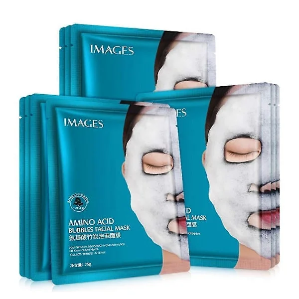 【YD】10 stk. iltbobbelmaske sort havsalt fugtgivende boble ansigtsmaske dybderensende hud