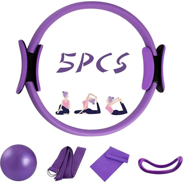 5-pack Pilates Ring Set 14 tum Yoga Fitness Magic Circle Pilates Utrustning för Hemmaträning Fitness Kit - Perfekt