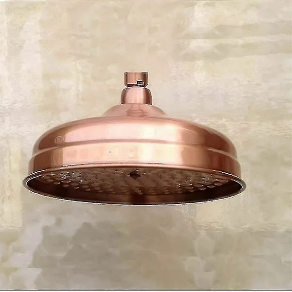 Kobber Dusjhode, 20cm (8 tommer) Diameter, Høytrykks Fast Dusjhode Med Justerbar Vinkel Dusjhode Regn Dusjhode - Gull