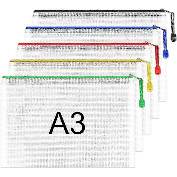 A3 Document Folder Extra Thick Zippered File Bags Mesh Zipper Document Wallets Folder Travel Storage Bag for Office Supplies and Travel Accessories