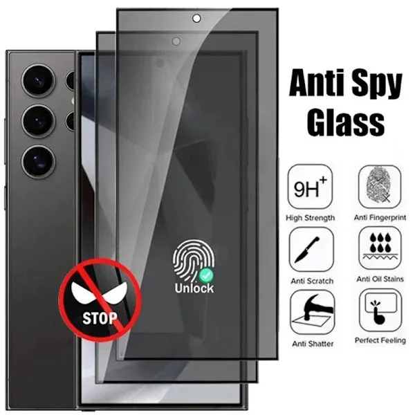 Sekretess Skärmskydd för Samsung Galaxy S25 S24 S23 Ultra Anti-spion Härdat Glas Fingeravtrycksupplåsning för Samsung S22 S21Plus