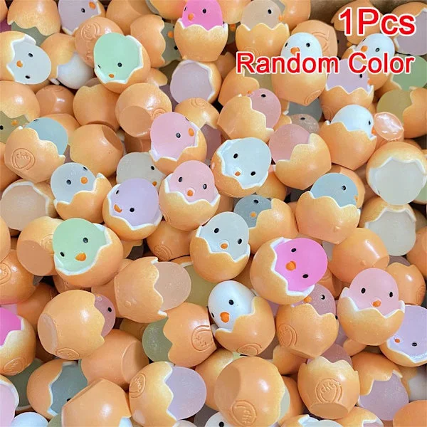 50 Pcs Mini Chicks with Eggshells, Cute Mini Resin Animals, Hatched Chick Figurines that Glow in the Dark, Easter Egg Chick Outdoor Lawn Decor DIY E