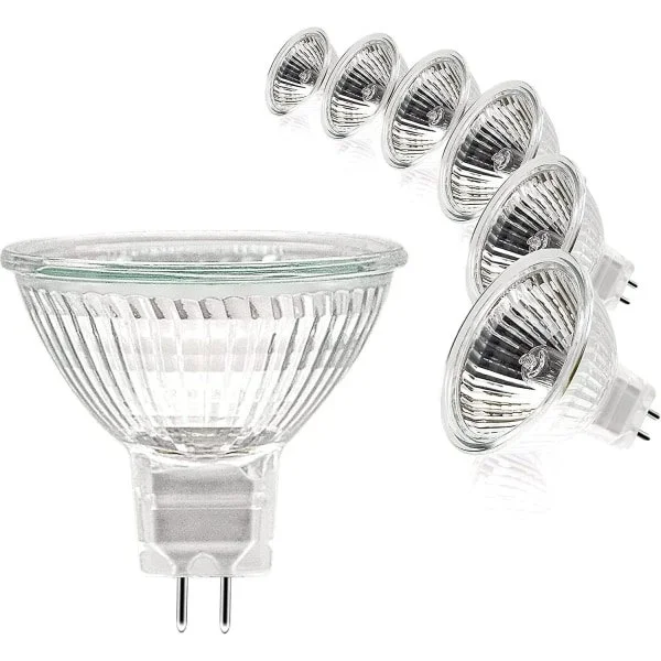 MR16-kohdevalolamppu, 12V 20W valaisin, GU5.3-lamppu himmennettävä MR16-valaisin, 2-napainen halogeenilamppu lämmin valkoinen 2700k 6 kpl:n pakkaus