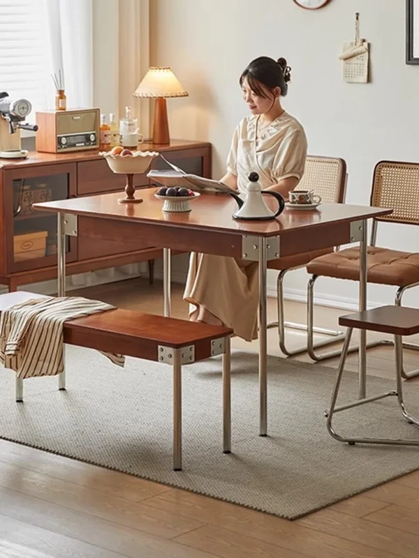 AliExpress - Retro-Esstisch aus massivem Holz, Heimdekoration, moderner Esstisch aus Walnussholz, 4-Stühle-Set, Küche, Zuhause, Haushaltsgebrauch, 