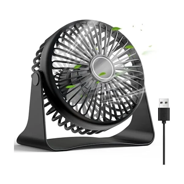 SHINING HOUSE USB Skrivbordsfläkt, Portabel Skrivbordsfläkt, Mini Skrivbordsfläkt 360° Roterbar, Liten Fläkt med 3 Hastigheter för Kontor, Hem, Sovrum