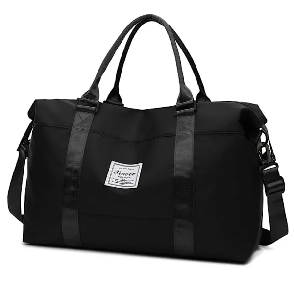 Travel bag, sports bag, gym bag, women's single shoulder bag for weekend trips, dry and wet compartment, large capacity black[TT]