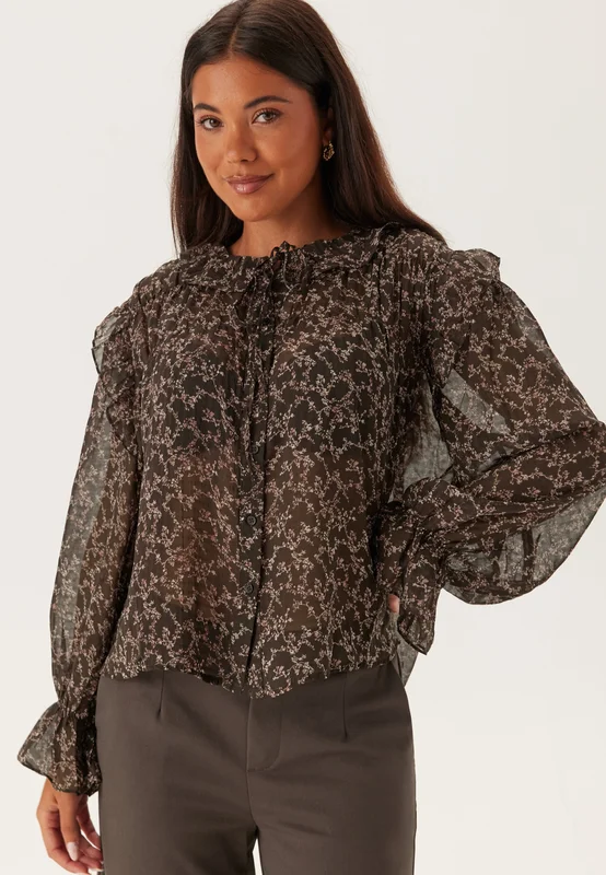 VERO MODA - Vmpetra Ls Shirt - Chocolate Torte AOP:Tally Rose