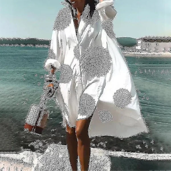 Dame Lapell Krage Sommer Strand Sommerkjole Casual Ferie Midi Kjole Blomstertrykk Skjortekjoler