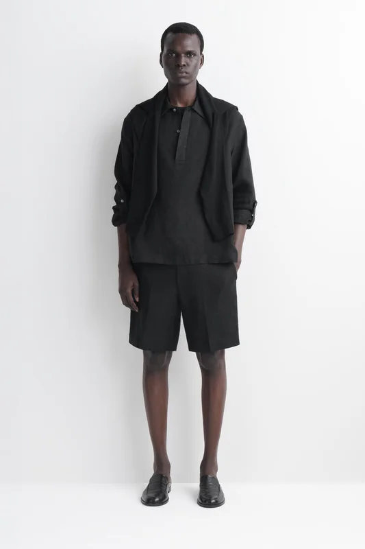 COS Men's Tailored Linen Shorts in Black
