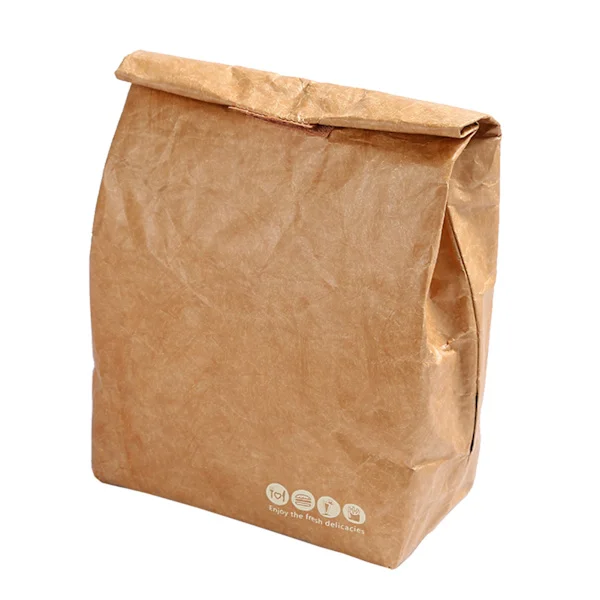 Kraft Papir Bento Taske Miljøvenlig og Biologisk Nedbrydelig Dupont Papir Aluminium Film Madkasse Taske Udendørs Picnic Isolering Bento Taske