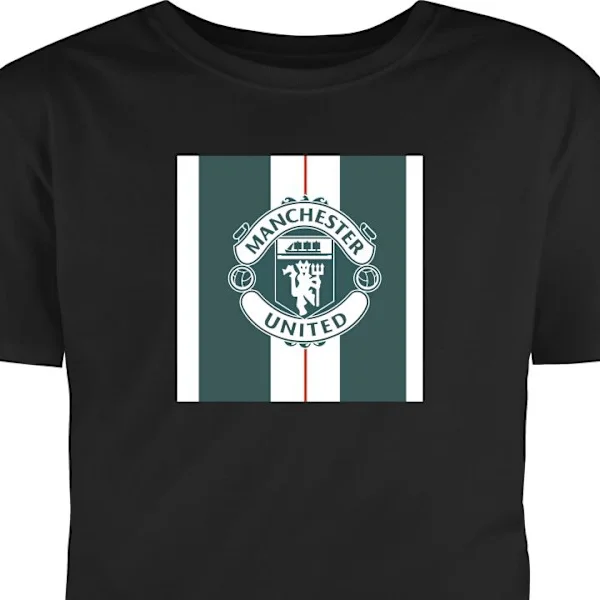 T-paita Aikuisille | Klassinen Aikuisten T-paita Musta Iso Manchester United -logo jalkapalloseuran vaakuna Premier League Red Devils juliste valkoine