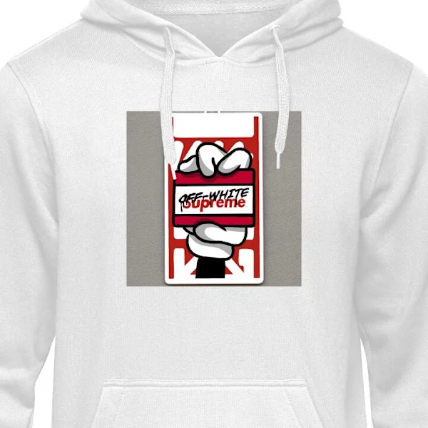 Barn-Hoodie | Mjuk Huvtröja för Barn Vit 9-11 År Röd och vit tecknad hand som håller kortlek i grafisk streetartstil på ljus bakgrund