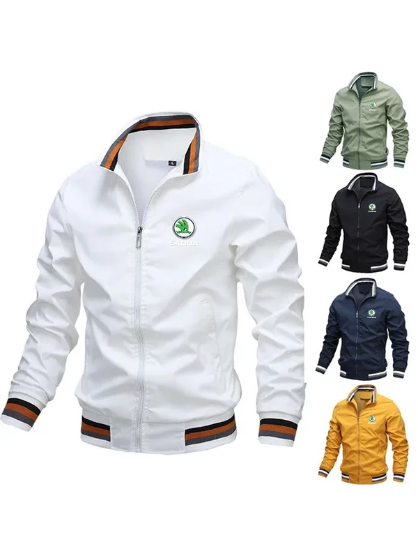 AliExpress - Lässige winddichte Herrenjacke für Frühling und Herbst, modische Herrenbekleidung, bequemer Mantel mit Skoda-Logo, Mantelaufkleber, 