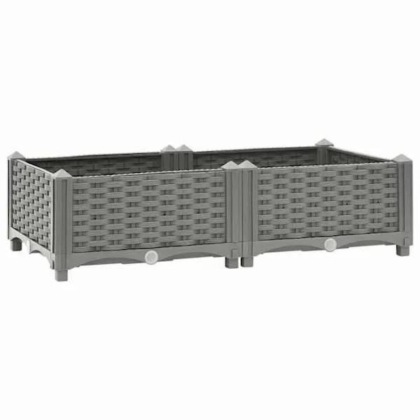 Höjd säng - Exklusivt hus - 80 x 40 x 23 cm - Stötsäker polypropen - Ljusgrå rottingutseende