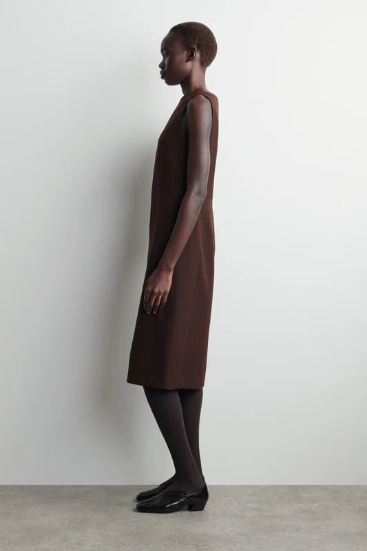 COS Tailored Wool Midi Dress in Brown - Women
