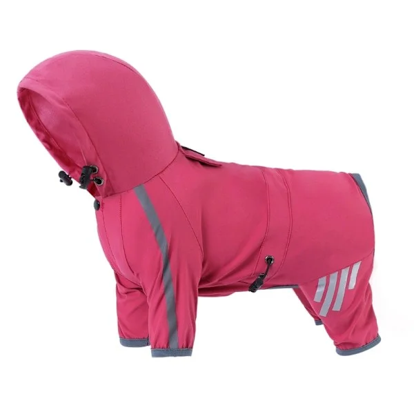 Regnkläder för hund Step In Dog Vindtät regnkappa FourSeason Pet Clothing Outdoor Walking Regnrockar med reflekterande ränder