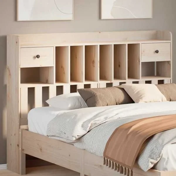 vidaXL Sänggavel med förvaring 140 cm massivt furu 855511