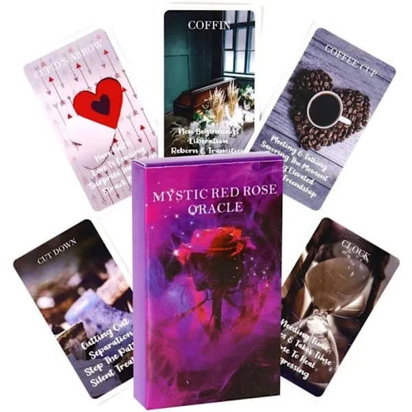 53 kort Mystic Red Rose Oracle-kortlek 10,3*6cm En situationsbaserad kortlek Tarotkort Twin Flame Oracle-kort Kärlek