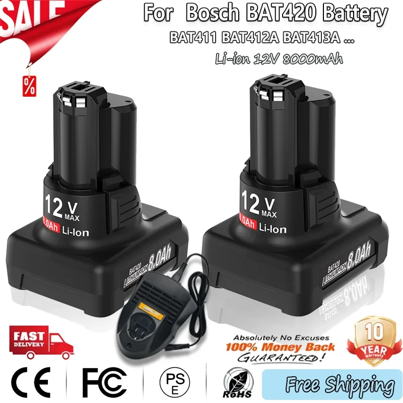 AliExpress - 8,0 Ah BAT420 Akku für Bosch 12 V Li-Ion Ersatzakku für Bosch BAT411 BAT412 BAT413 BAT414 12 V Akku Cordless Power T