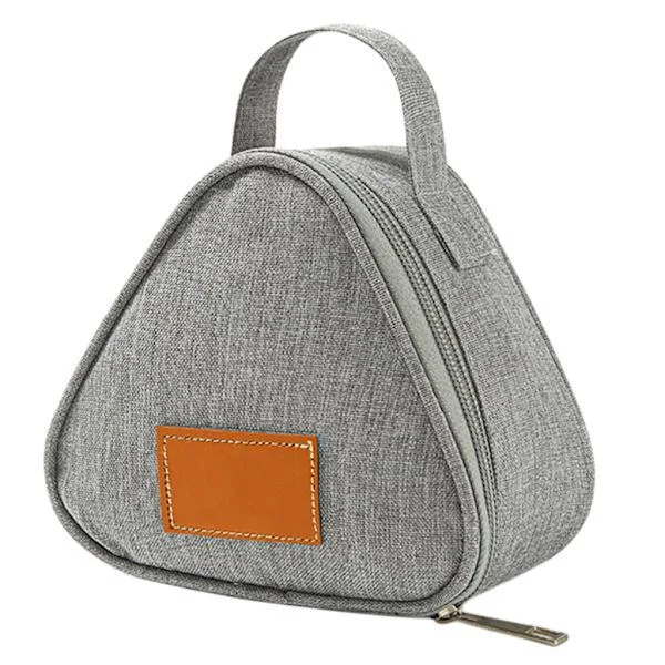för Triangle Insulated Bag Aluminum Foil Convenient Box Tote Food Bags Student Rice Balls Bag Portable Outdoor Lunch Ba Grey
