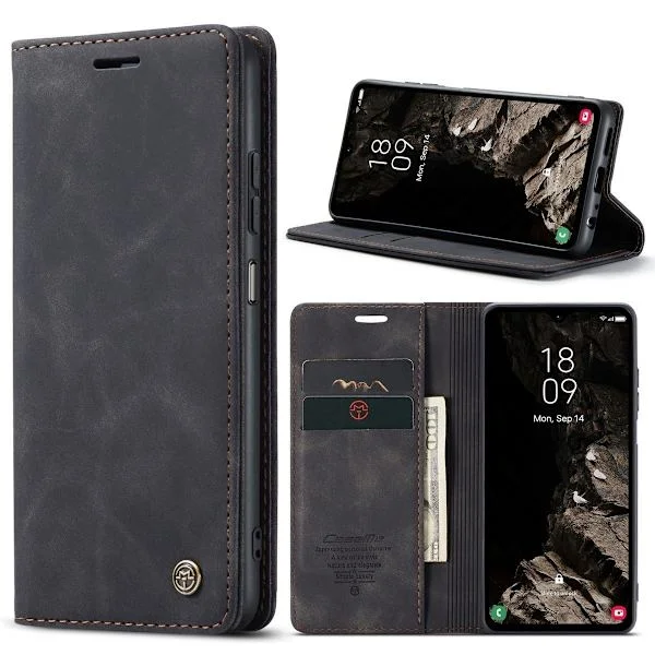 (Til Samsung A55 5G) Retro læderpung telefoncover med støttefod og kortlommer