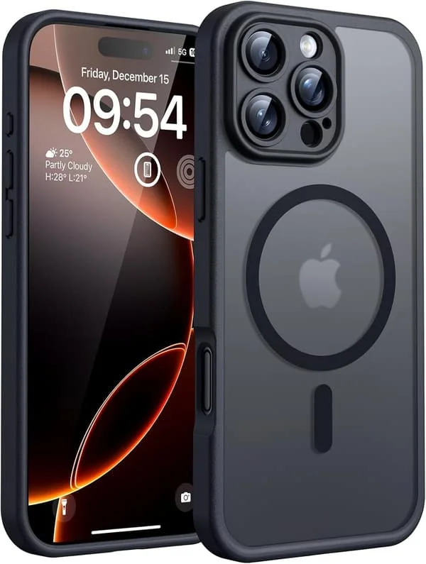 Magnetiskt skal för iPhone 16 Pro Max, MagSafe-kompatibelt - Fullständigt kameraskydd, genomskinlig matt baksida