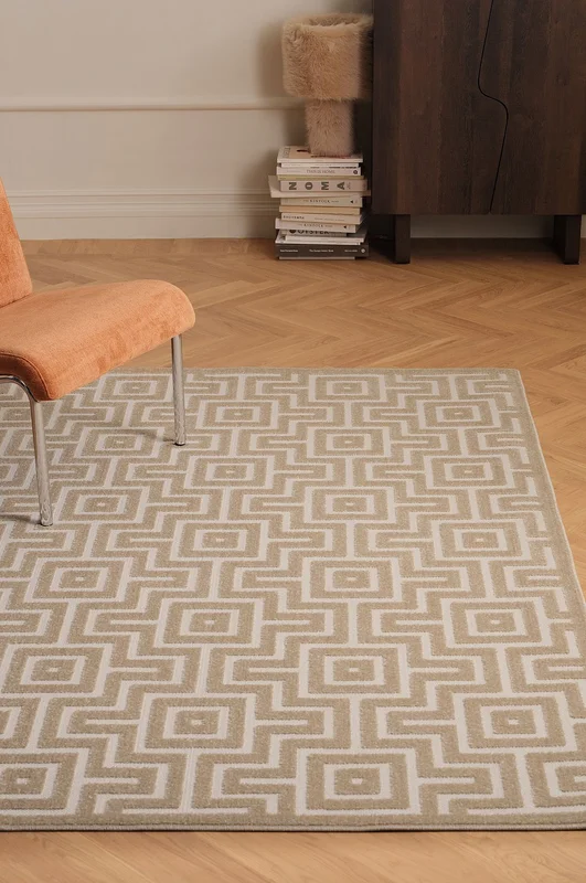 &Home - Teppe Daisy Square - Beige - Glattvevde tepper - 200X290 - Fra Homeroom