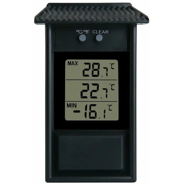 Drivhustermometer, vandtæt mini digitalt drivhustermometer med 0,1°C opløsning, -20 til 50°C temperaturområde, vægmonteret batteri