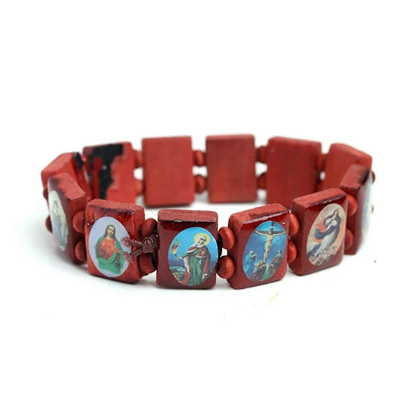 Mode Saint Jesus Religiøse Træ Katolske Ikon Armbånd Unisex Træ Armbånd Bøn Charm Smykker Herre Armbånd