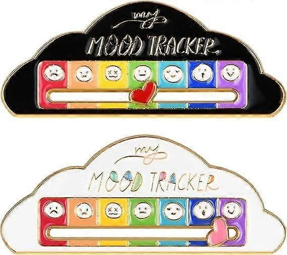 Social Cloud Pins, Rolig Social Mood Broschnål, Interaktiva Mood-nålar med Justerbar Glidfunktion, Kreativ Uttrycksbrosch (Molnform Svart+Vit)