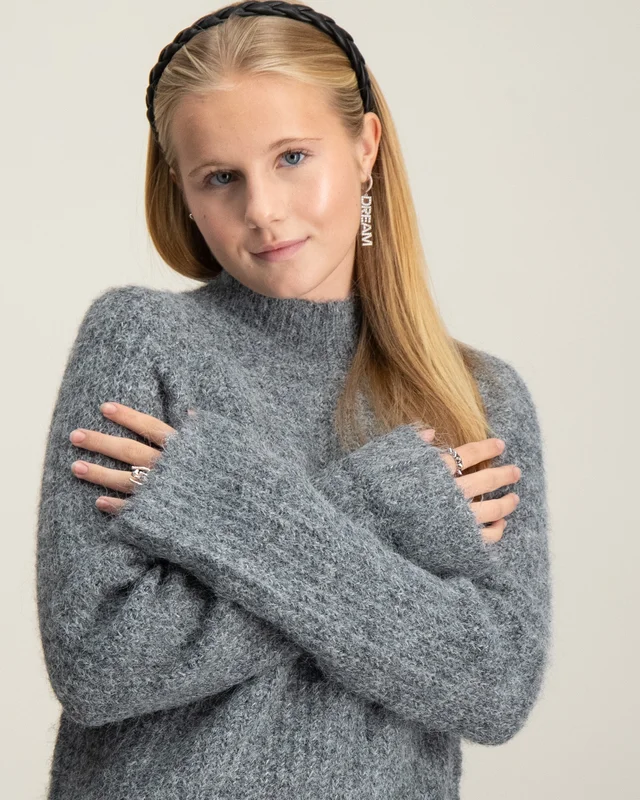 LMTD NLFNULO LS SHORT TURTLENECK KNIT Grau Pullover Mädchen - Kids Brand Store