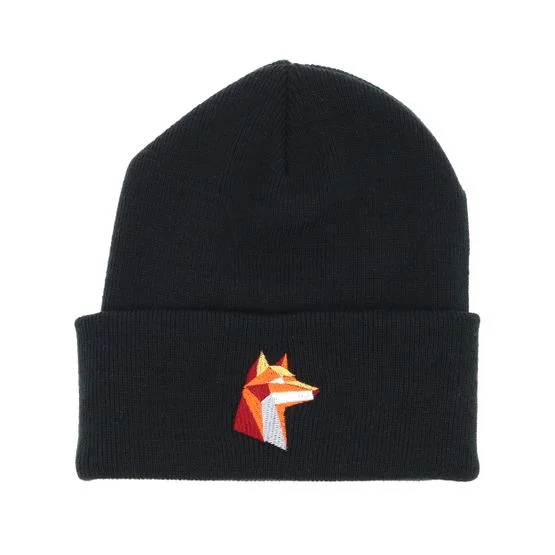 Origami - Paper Fox Black Beanie Cuff Black Beanie - @ Hatstore