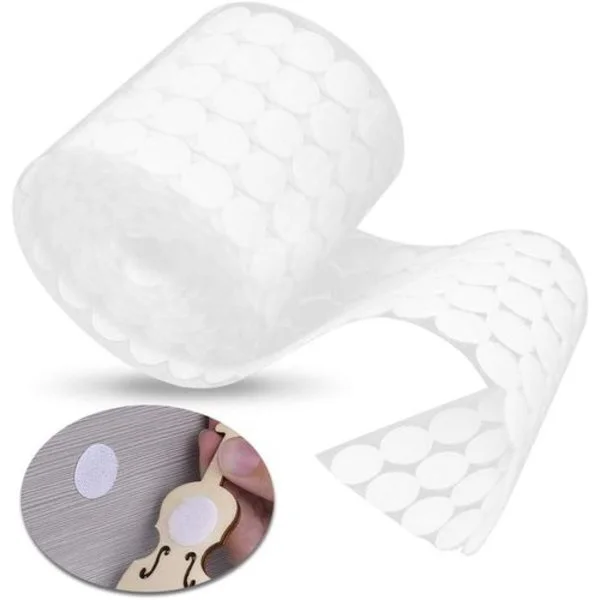 500 borrelås-dotter, 20 mm borrelås-dotter, selvklebende dotter, borrelås, selvklebende, hvit
