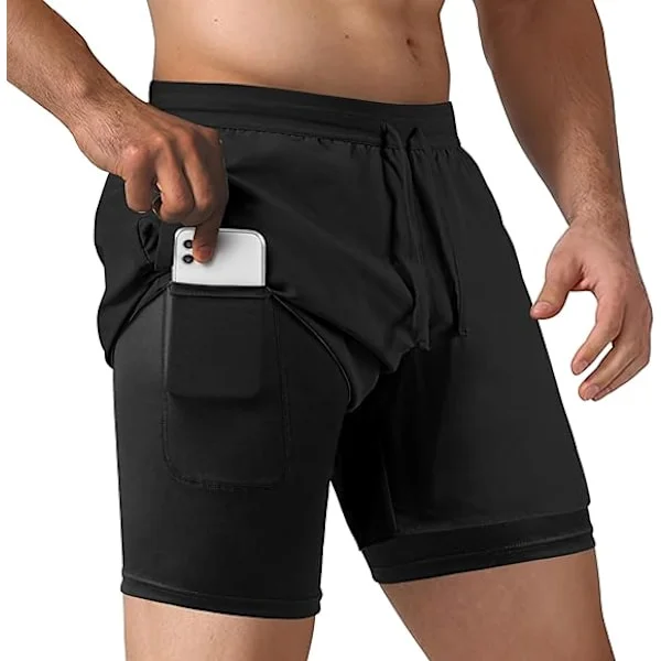 Men's 2-in-1 Running Shorts Training Shorts Athletic Workout Gym Outdoor Sports Shorts
