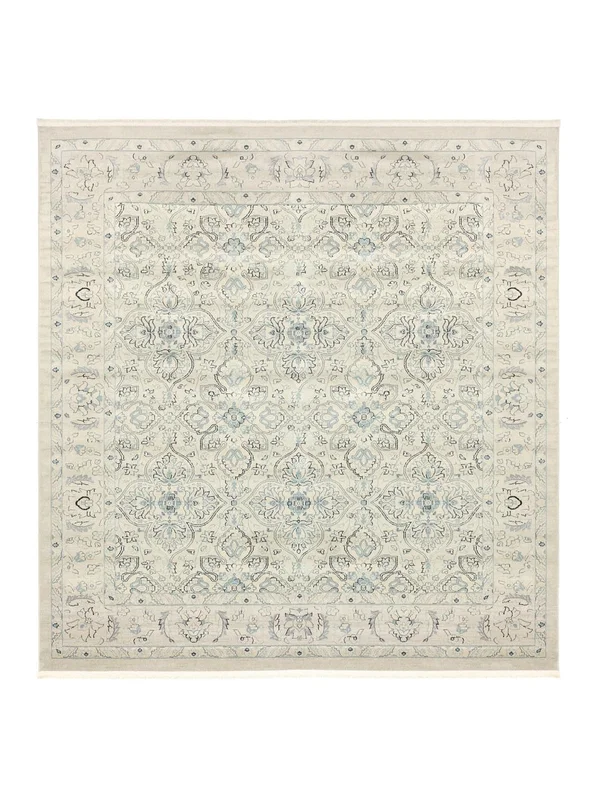 Vintage Blommig Stor Ziegler Greenville Matta - Krämbeige/Ljusblå 300X300 Klassisk Stil