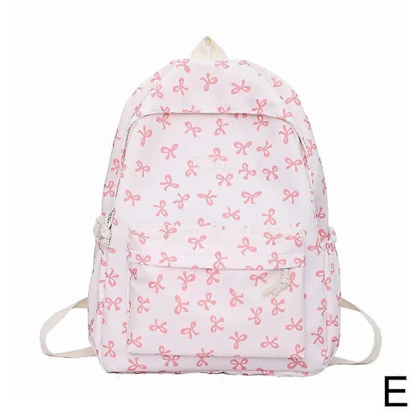 Nylon School Bag Cute School Bags for Girls Teen Bow Backpack Casual Travel Bag Pink