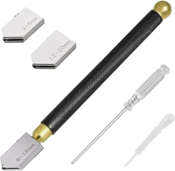 Profesjonell glasskjærer, glasskjærer, pennlignende, kutter glass 2-20 mm tykkelse for kutting av glass/fliser/speil/mosaikk[J]