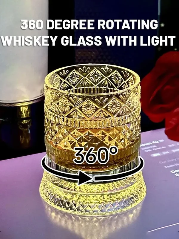 AliExpress - 1 Set 260ML Rotierendes Whiskyglas Kreatives Kristall-Premium-Bierglas mit Reliefmuster Likörglas mit Ständer Gerades Trinkglas Weinglas