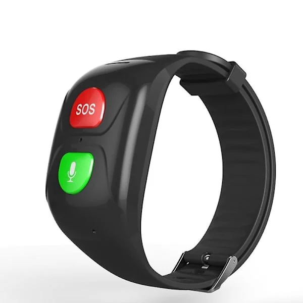 SOS Armband GPS Nödlägesarmband Fitnessklocka för Seniorer Barn Svart