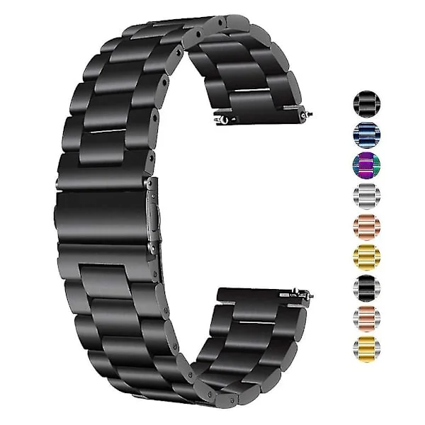 Seiko armbåndsrem 24 mm sort rustfrit stål urrem til mænd/kvinder (FMY)
